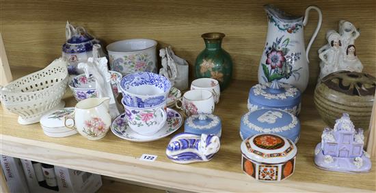 A group of assorted ceramics including a Royal Crown Derby paperweight